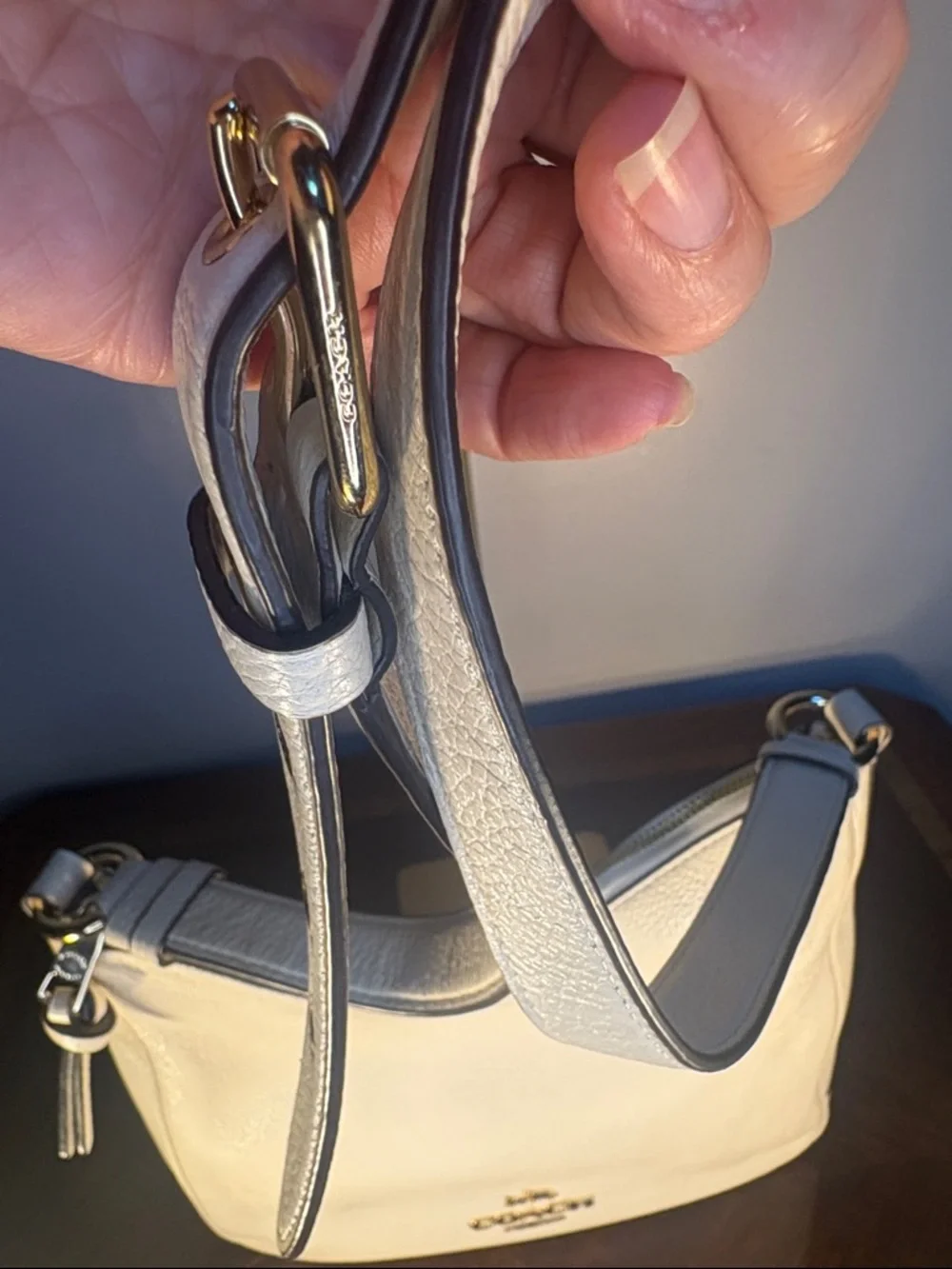 Coach White Pebbled Leather Hobo